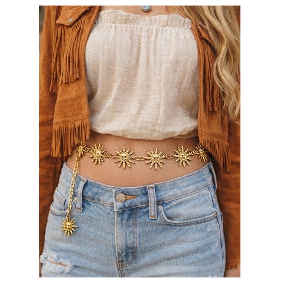 no brand Accessories - Radiant Sun Charm Chain‎ Belt Statement Waist Boho Medallion Celestial concho